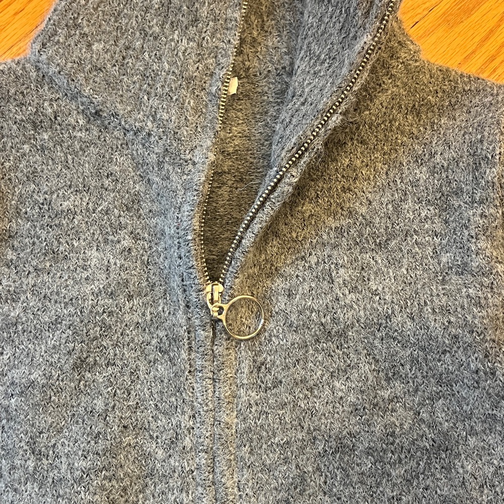 Topshop Charcoal gray Knit Sweater zippered cardigan XS - Picture 2 of 5